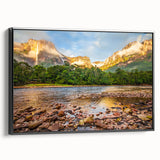 Black and white framed canvas of a Venezuelan landscape, ideal for bedroom wall decor.