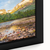Extra large framed canvas featuring a textured, colorful depiction of a Venezuelan landscape, ideal for living room decor.