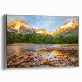 Framed canvas landscape art paintings featuring a vintage-style depiction of a Venezuelan scene in colorful and black tones.