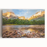 Black and white stretched canvas featuring a panoramic view of a Venezuelan landscape, ideal for kitchen wall art.