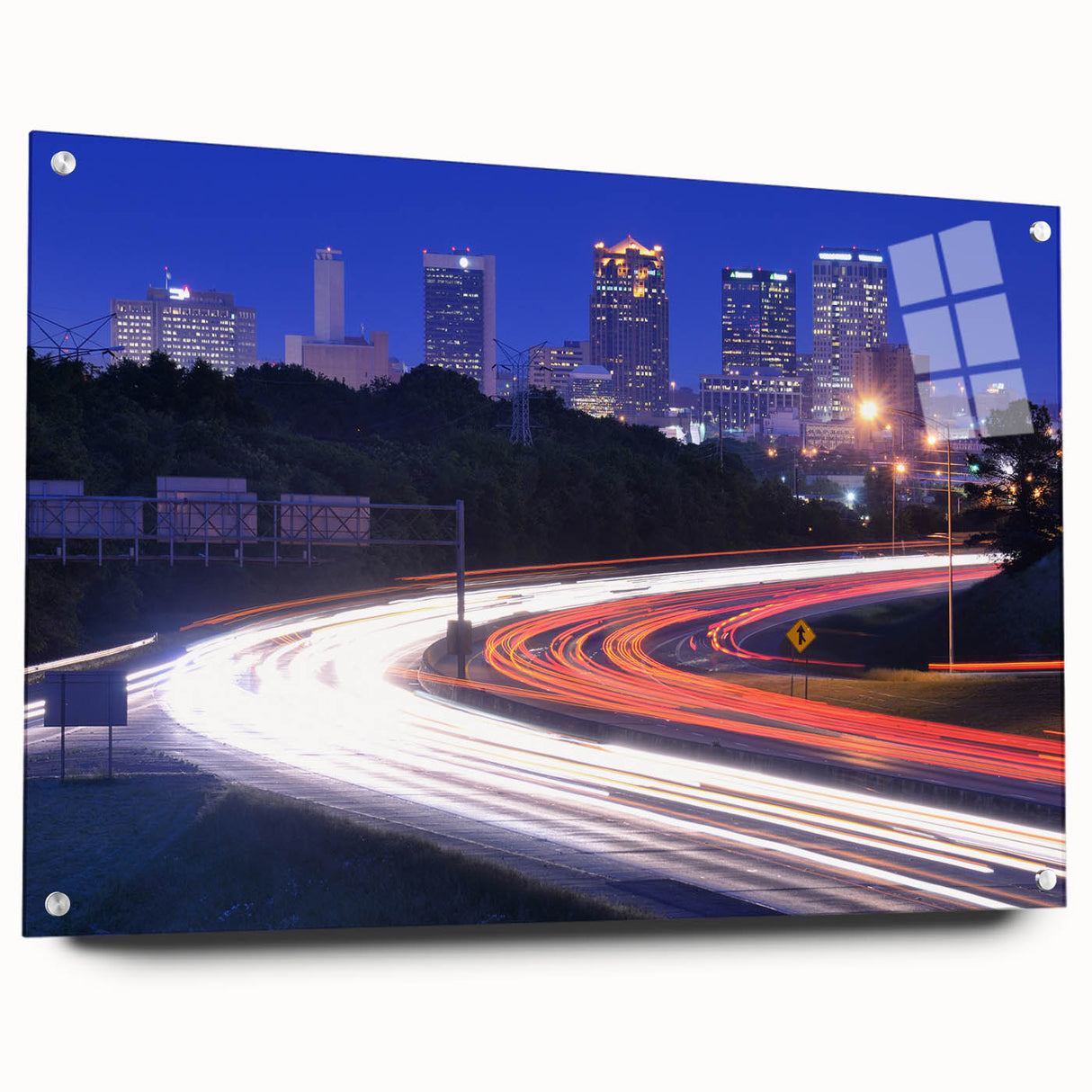 Acrylic print of a large abstract depiction of Alabama scenery, featuring earthy tones, ideal for dining room decor.