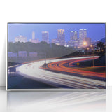 Art deco poster of Alabama scenery in muted blues and greens, framed acrylic, suitable for modern nursery decor.