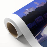 Art Deco style poster of Alabama scenery on rolled canvas, in pastel colors, ideal for nursery wall art.