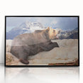 Large abstract wall art depicting Denali, Alaska in muted earth tones on a framed acrylic.
