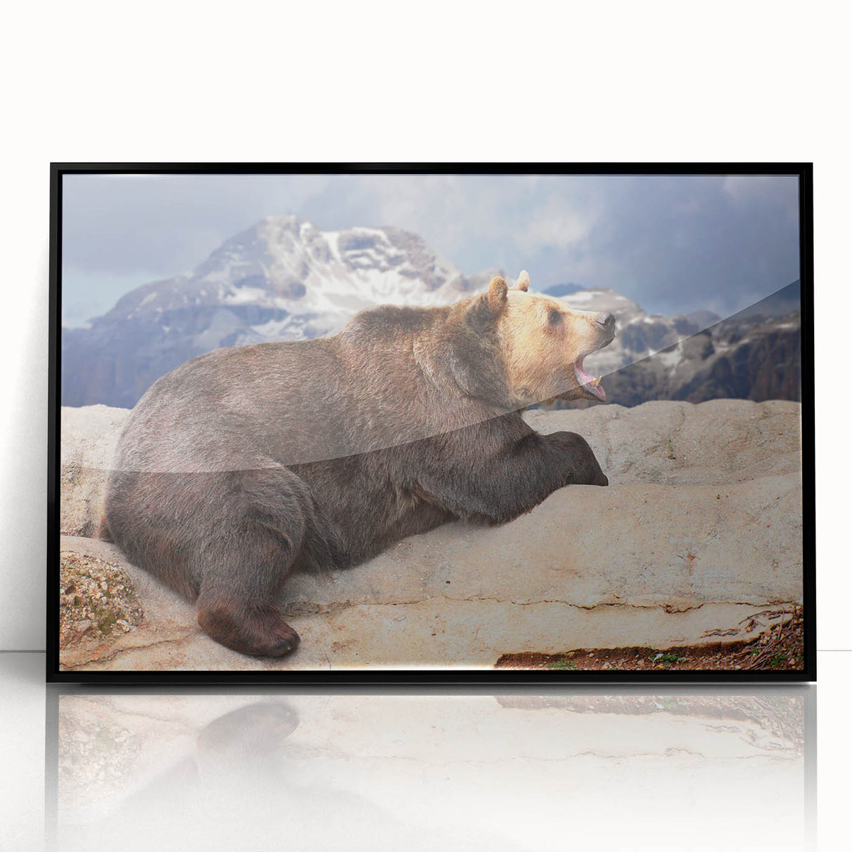 Large abstract wall art depicting Denali, Alaska in muted earth tones on a framed acrylic.