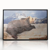 Large abstract wall art depicting Denali, Alaska in muted earth tones on a framed acrylic.