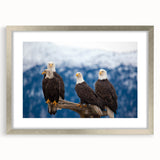 Textured abstract art print of Alaska scenery in muted earth tones, framed in silver, suitable for bedroom decor.