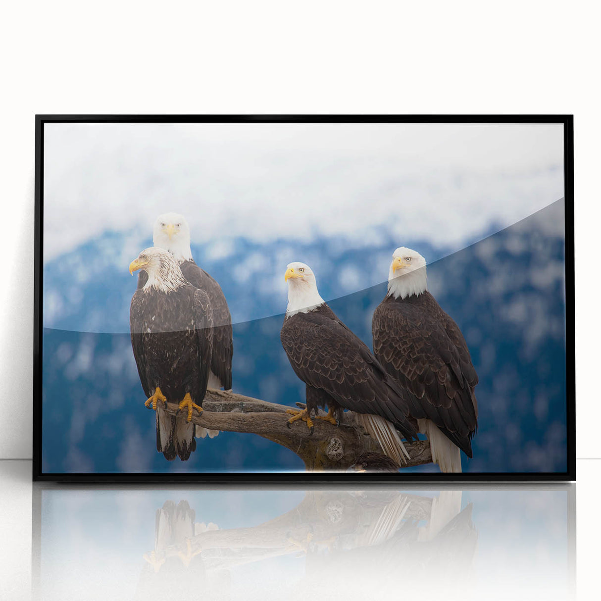 Large abstract wall art depicting Alaska scenery in muted earth tones, framed in black acrylic.
