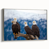 Framed canvas landscape art painting featuring a serene Alaska scenery in muted earth tones.