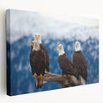 Alaskan landscape on stretched canvas featuring serene blue and white tones, suitable for kitchen wall art.