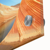 Mid-century modernist acrylic print of Arizona's Coyote Buttes in earth tones, ideal for dining room art.