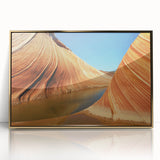 Mid-century modernist style acrylic print of Arizona's Coyote Buttes in earth tones, ideal for modern art wall decor.