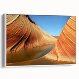 Vintage poster art of Arizona's Coyote Buttes in colorful tones on a framed canvas, ideal for living room decor.