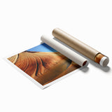 Rolled print of Coyote Buttes in Arizona, displaying earthy red and orange tones, suitable for classy bathroom wall art.