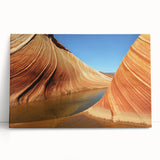 Black and white photograph of Arizona's Coyote Buttes on stretched canvas, suitable as kitchen wall art.