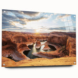 Acrylic print of Glen Canyon in Arizona, featuring earth tones and a large abstract design.