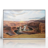 Modern art wall decor depicting Glen Canyon in Arizona, in a white framed acrylic print, suitable for nursery wall art.