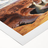 Art deco poster of Glen Canyon, Arizona, featuring muted earth tones on rolled canvas, suitable for dining room decor.