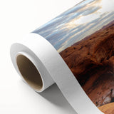 Art Deco poster of Glen Canyon in Arizona, featuring soft earth tones on rolled canvas, ideal for nursery wall art.