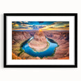 Extra large framed print of a colorful abstract depiction of the Grand Canyon, ideal for living room decor.