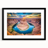 Extra large framed print of a colorful abstract depiction of the Grand Canyon, ideal for living room decor.
