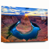 Acrylic print of Horseshoe Bend in Arizona, featuring earthy tones and large format, ideal for bedroom or dining room art.