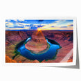 Panoramic view of Horseshoe Bend in Arizona on a rolled canvas print, featuring earthy tones, ideal for dining room wall art.