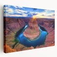 Large canvas print of Horseshoe Bend in Arizona, featuring warm earth tones, ideal for kitchen wall art.