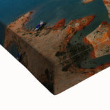 Black and white landscape art painting of Lake Powell on stretched canvas, ideal for bedroom wall decor.