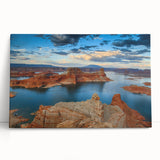 Black and white photograph of Lake Powell on stretched canvas, ideal for kitchen wall art or bedroom ambiance.
