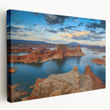 Large art print of Lake Powell, Arizona, in muted earth tones on stretched canvas, ideal for kitchen wall art.