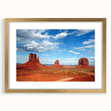 Extra large textured art print of Monument Valley in Arizona with abstract elements, framed in gold.