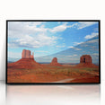 Large abstract wall art of Monument Valley in muted earth tones on a framed acrylic, suitable for modern art wall decor.