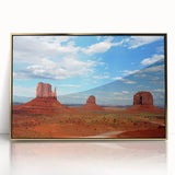 Mid-century modernist style large art print of Monument Valley, Arizona in vibrant earth tones on a framed acrylic.