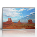 Acrylic print of Monument Valley with earthy tones in an art deco style, ideal for modern art wall decor.