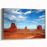 Framed canvas wall art depicting Monument Valley in Arizona.