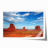 Monument Valley landscape on a rolled canvas print, featuring earthy tones, ideal for art wall dining room decor.