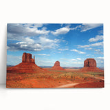 Black and white image of Monument Valley on stretched canvas, suitable as large kitchen wall art or for bedroom.