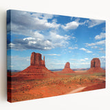 Monument Valley landscape on stretched canvas, featuring warm earth tones, ideal for kitchen wall art.