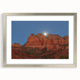Textured art print of Sedona landscape in muted earth tones on a framed canvas, suitable for bedroom decor.