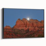 Black and white framed canvas of Sedona landscape, ideal for bedroom wall decor.