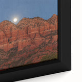 Extra large black framed canvas of Sedona, Arizona, featuring a textured, colorful landscape, ideal for living room decor.