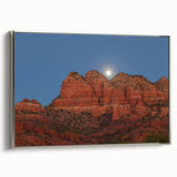 Framed canvas of a Sedona landscape painting in muted earth tones, ideal for enhancing a living room or office space.