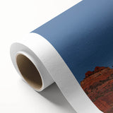 Art deco poster featuring a Sedona, Arizona landscape in muted earth tones on rolled canvas, suitable for nursery wall art.