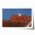 Rolled print of Sedona landscape in earthy red and orange tones, suitable for art wall dining room.