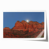 Rolled print of Sedona landscape in earthy red and orange tones, suitable for art wall dining room.