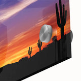 Large abstract depiction of the Sonoran Desert in muted earth tones on acrylic glass, ideal for dining room art.