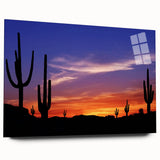 Acrylic print of a Sonoran desert landscape in Arizona, featuring earthy tones, ideal for bedroom or dining room art.