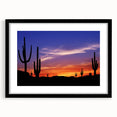 Extra large framed wall art of abstract Sonoran desert scene in vibrant colors on textured canvas.