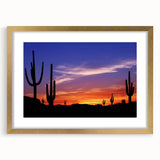 Extra large textured abstract art print of Arizona Sonoran desert in muted earth tones, framed in gold.